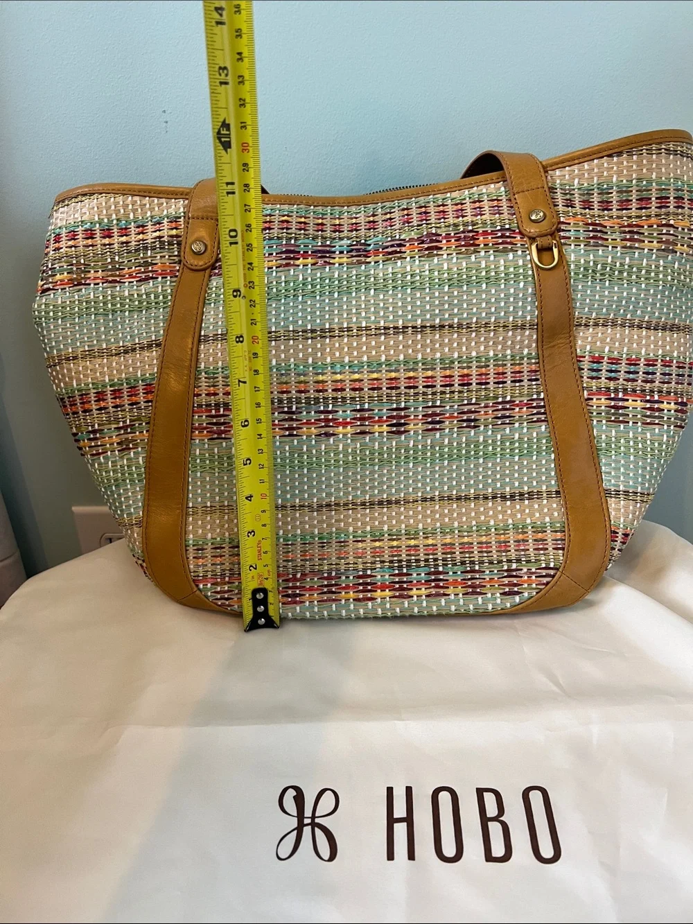 HOBO Multicolor Woven Hobo with Tan Leather Trim